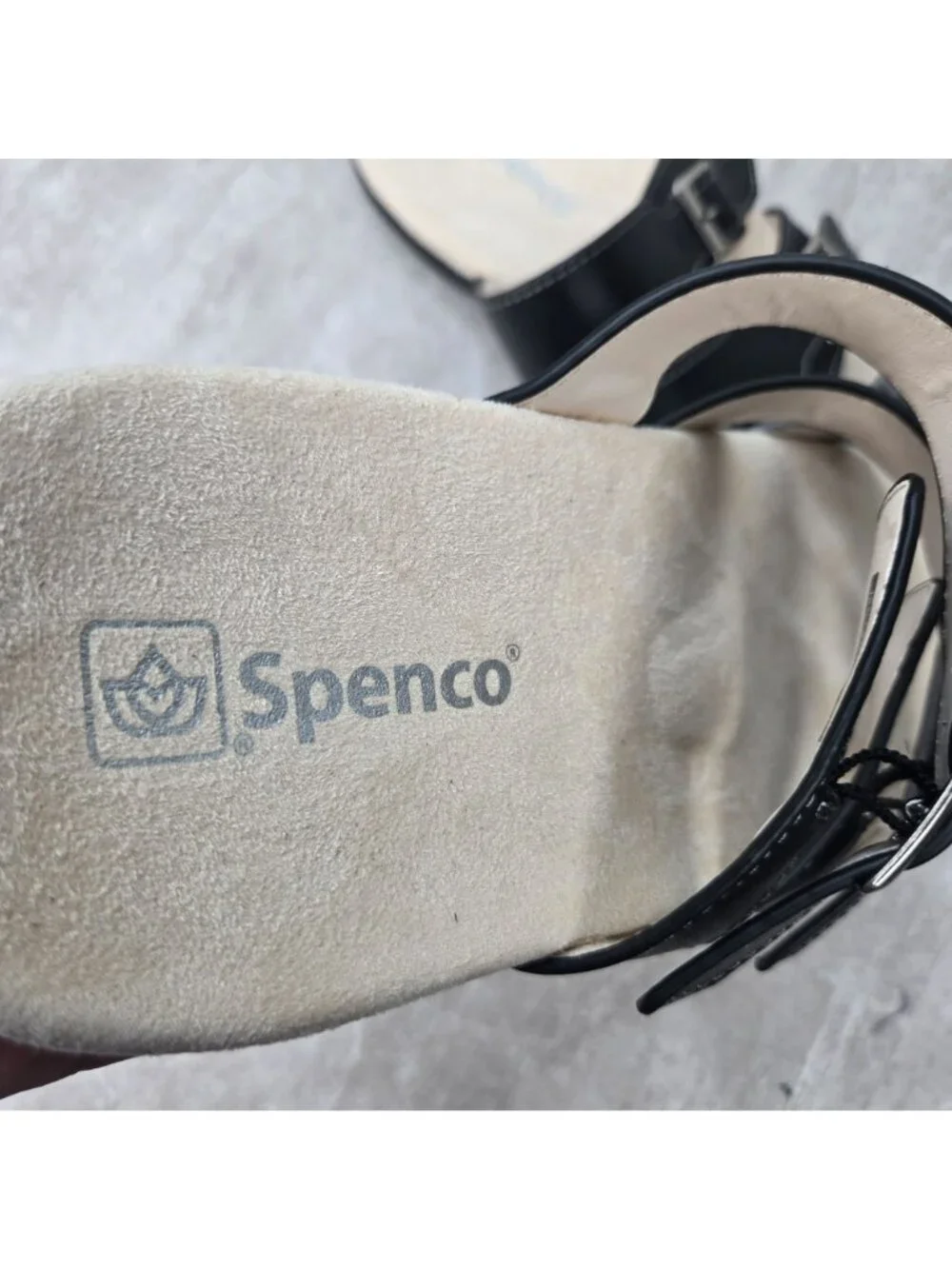 Spenco Orthopedic Slides Sz 10 Black Leather Slip On Comfort Summer Flat Sandals